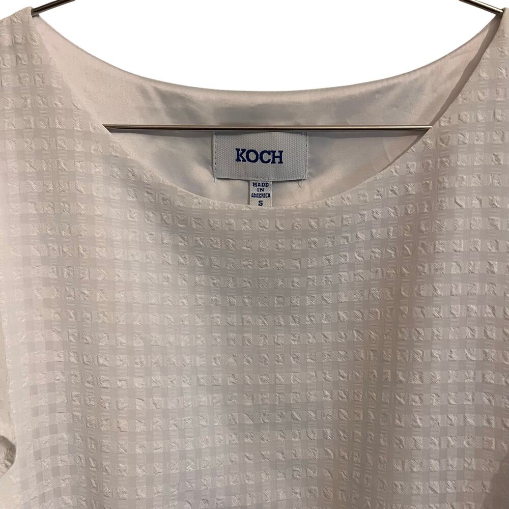 KOCH Womens Bright White Madison Check Dress, ruflle, Size S - Picture 6 of 9